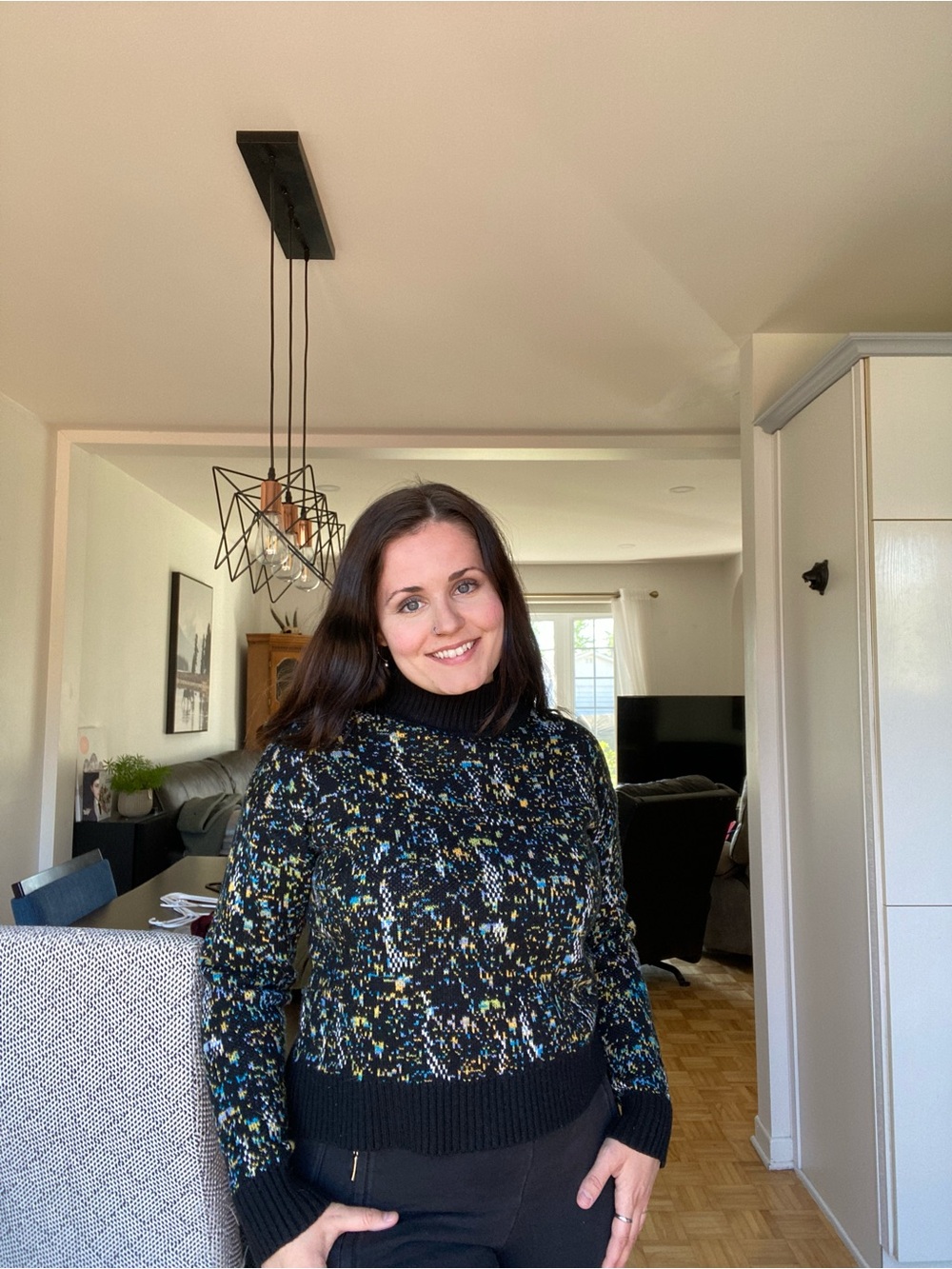 SHEIN Black Multicolor Speckled Turtleneck Sweater